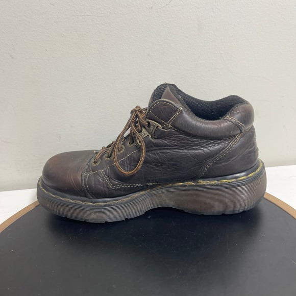VTG Dr. Martens Industrial Brown Leather Work Shoes Men 7 Chunky Y2K Platform - Picture 6 of 11
